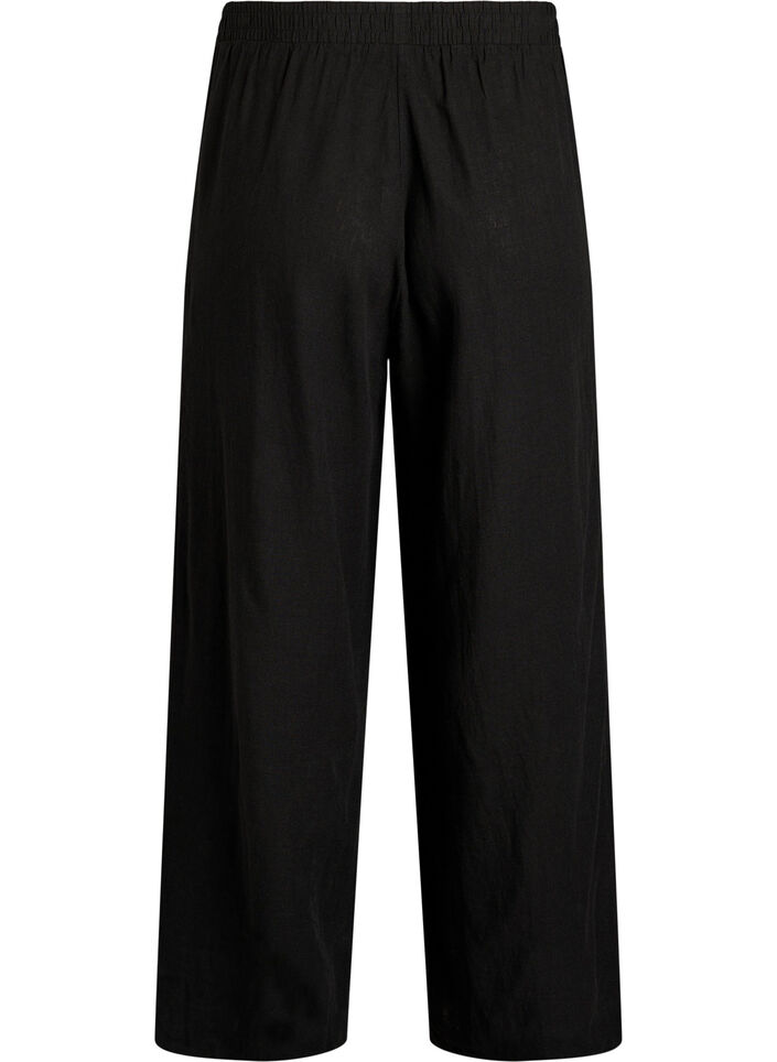 Wide-leg linen and viscose trousers, Black, Packshot image number 1