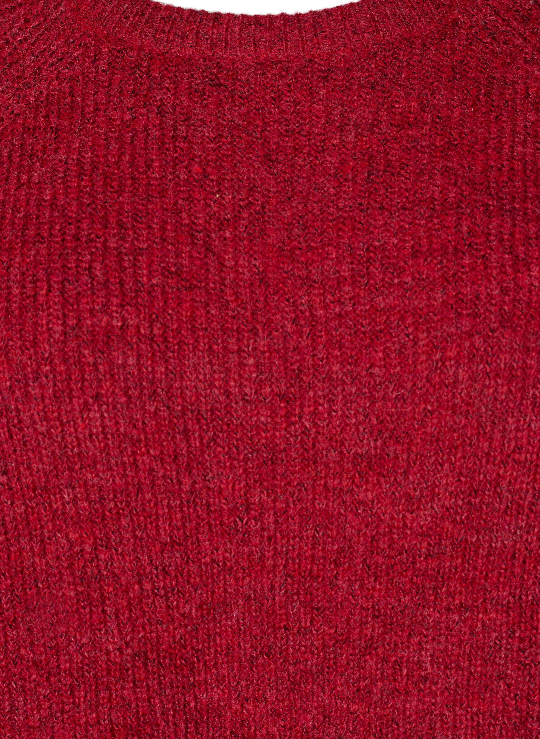 Zizzifashion Ribbed jumper with 3/4 sleeves, Red, Packshot image number 2