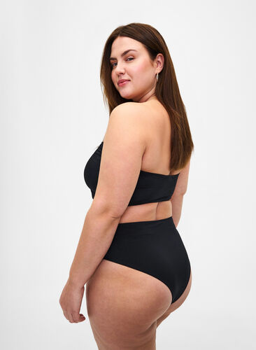 Solid color bandeau bikini top, Black, Model image number 1