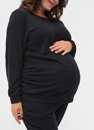 Maternity sweater with ribbed edges, Black, Model image number 2