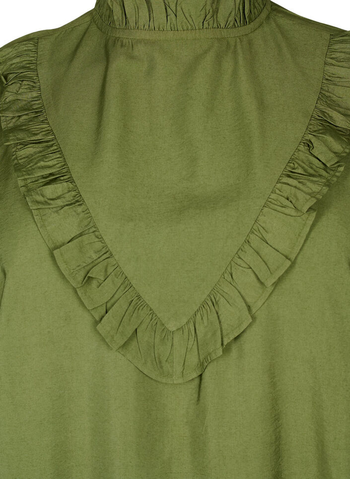 Viscose blouse with frills, Loden Green, Packshot image number 2