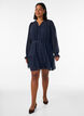 Short dress with ruffle details and a tie-belt, Blue, Model image number 1