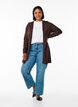 Long knitted cardigan in a viscose blend, Brown, Model image number 1