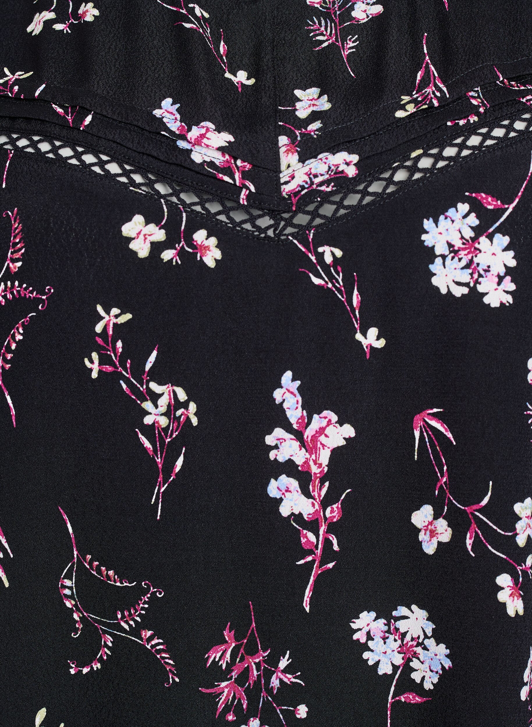 Zizzifashion Floral blouse with short sleeves, Black, Packshot image number 2