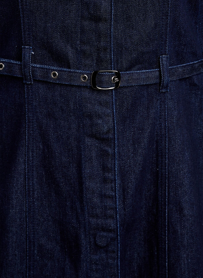 Denim dress with belt and 3/4-sleeves, Blue, Packshot image number 3