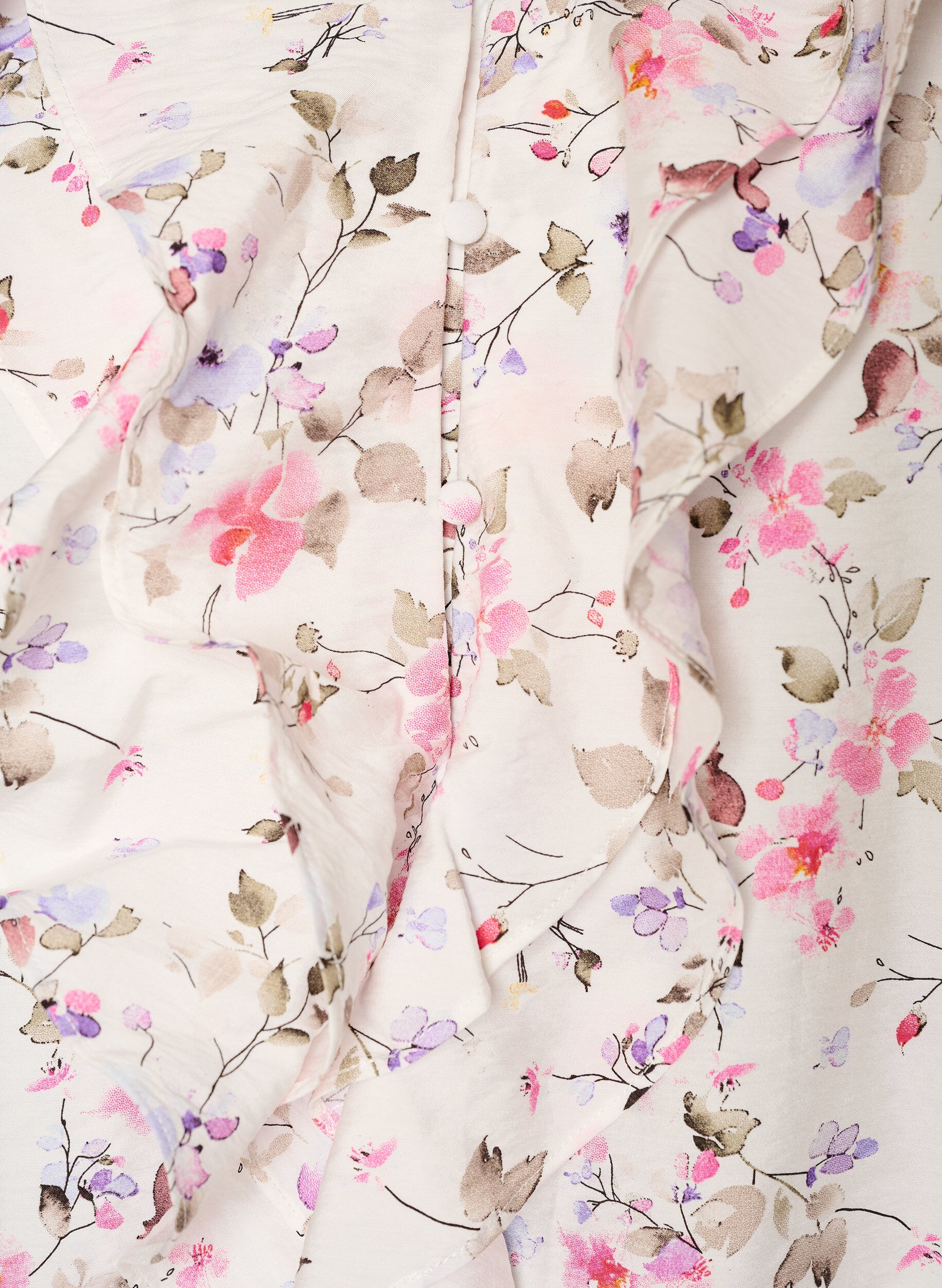 ZizzifashionViscose blouse with floral print and 3/4 sleeves, Vanilla, Packshot image number 2