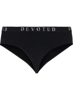Seamless thong with text print, Black, Packshot image number 1