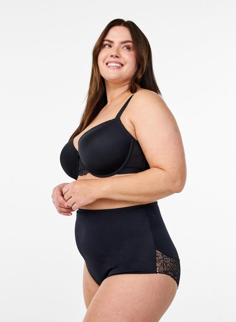 Shaping briefs in microfibre with a super high waist, Black, Model image number 0