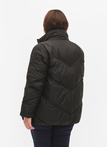 Short puffer Winter jacket with pockets, Black, Model image number 1
