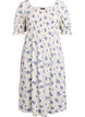 Floral viscose midi dress with smock, White, Packshot image number 0