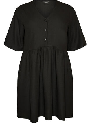 Dress with a ribbed texture and an empire line - Black - Sz. S - Zizzifashion Dress with a ribbed texture and an empire line - Black - Sz. S - Zizzifashion