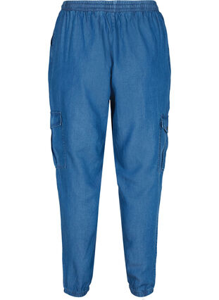 Denim cargo trousers with pockets, Medium Blue, Packshot image number 1