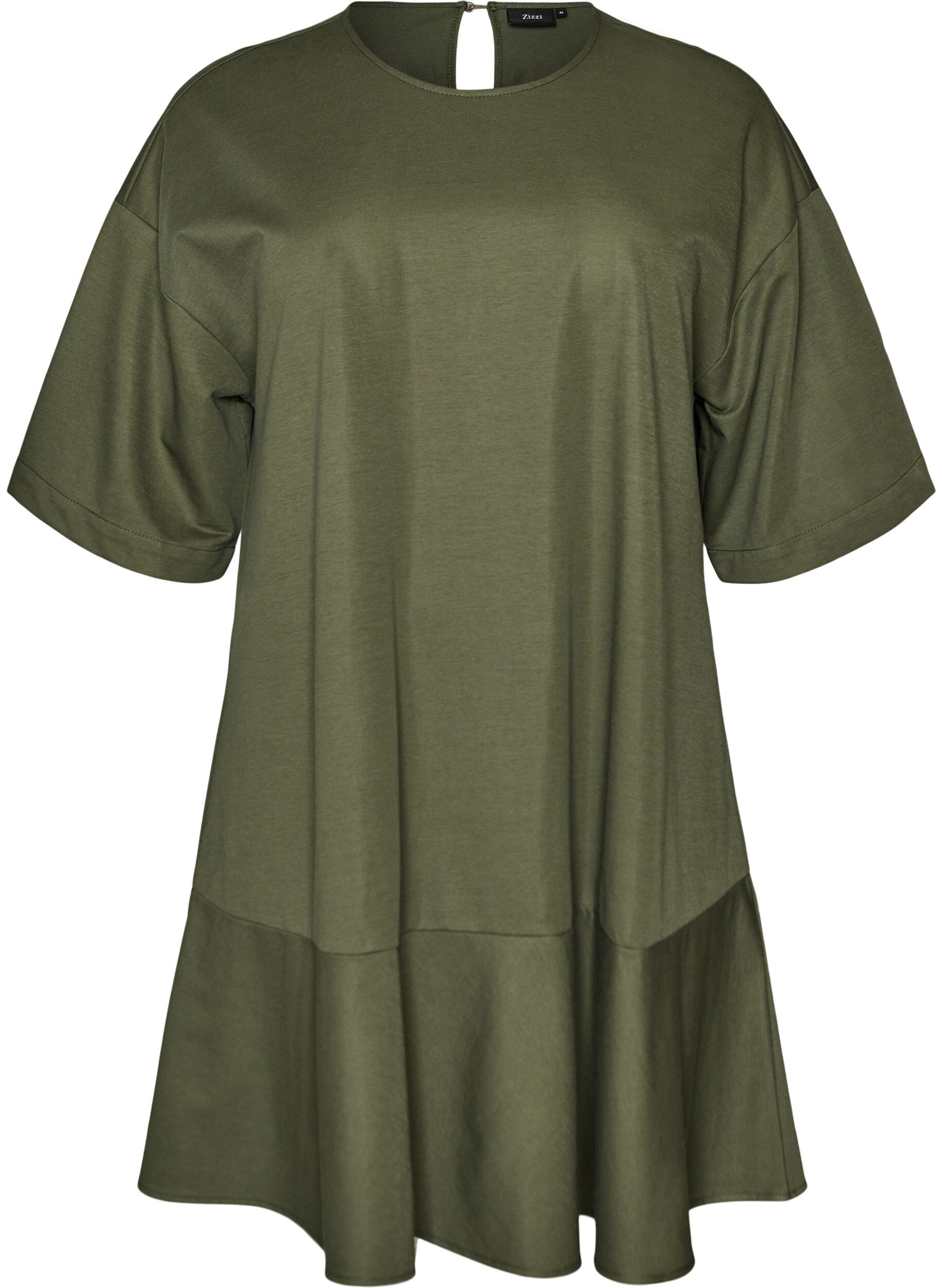 ZizzifashionShort dress with a loose fit and ruffle hem, Green, Packshot image number 0