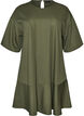 Short dress with a loose fit and ruffle hem, Green, Packshot image number 0