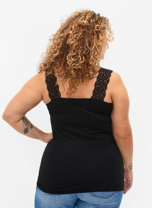 2-pack top with lace, Black / Black, Model image number 1