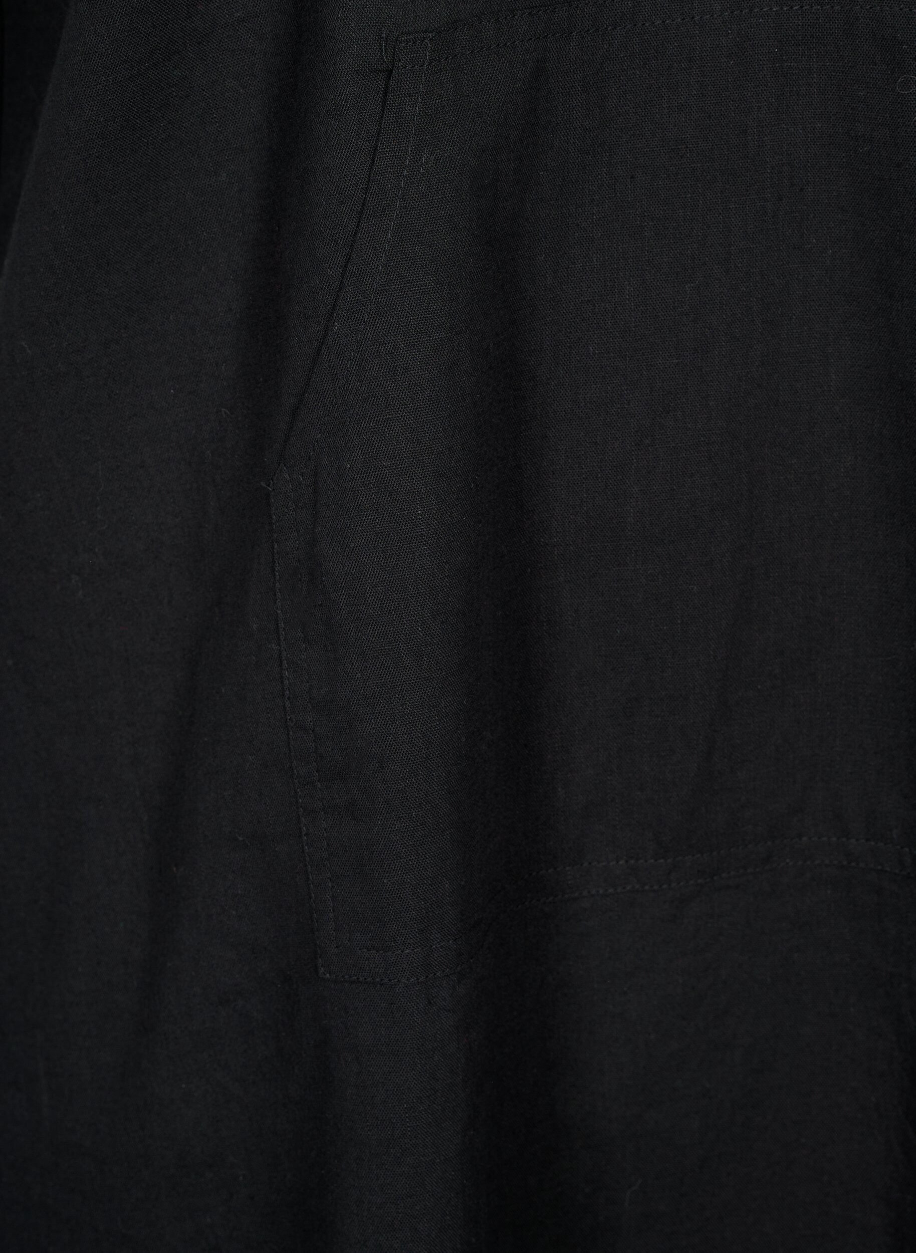 Zizzifashion Cotton blend hooded dress with linen, Black, Packshot image number 3