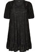 Dress with floral texture and ruffle trim, Black, Packshot image number 0