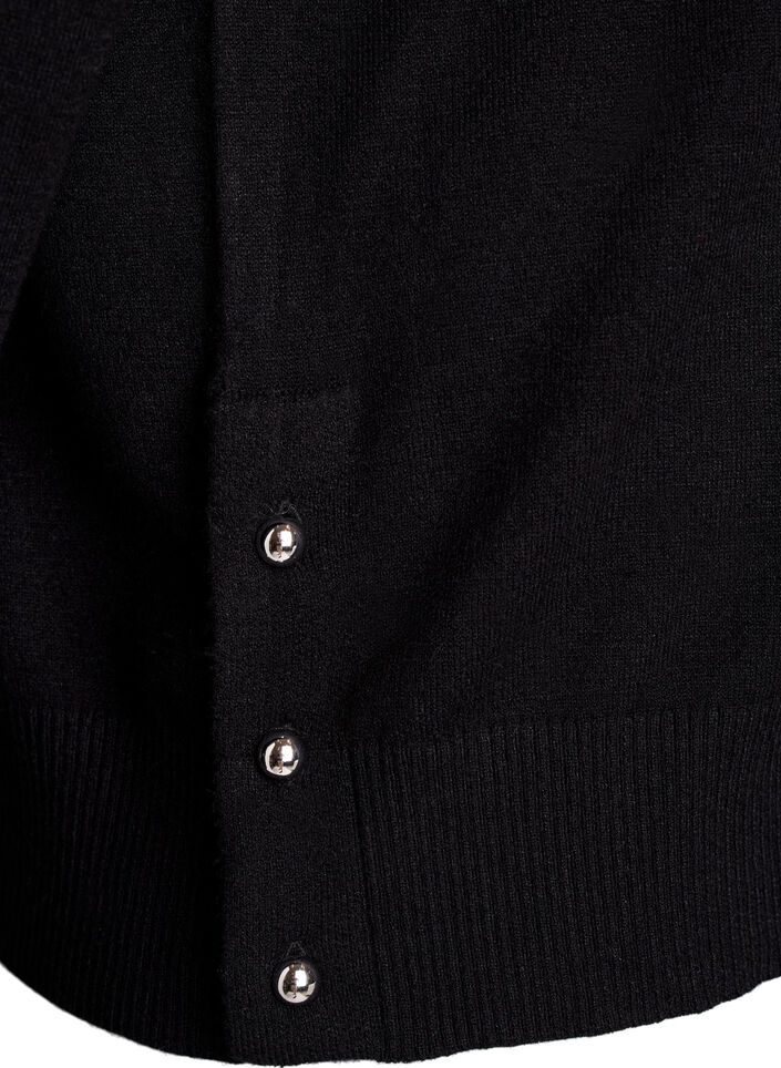 Knitted blouse with turtleneck and side buttons, Black, Packshot image number 3