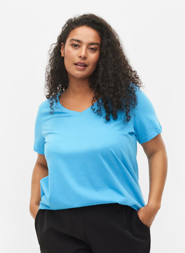 2-pack basic cotton t-shirt, Bonnie Blue/Black, Model image number 0