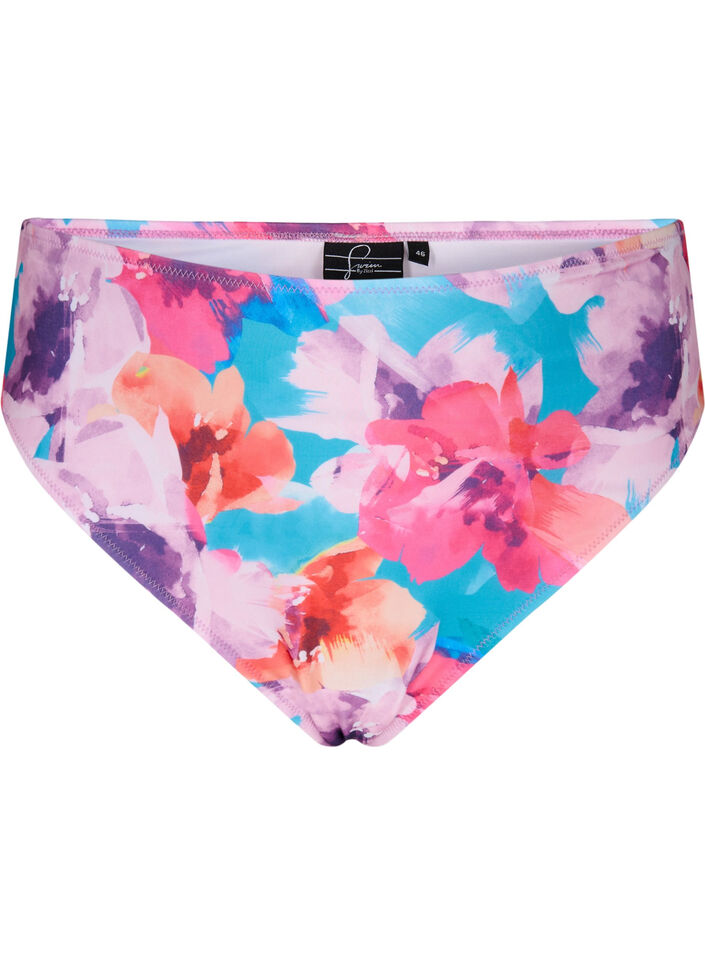 Bikini bottom with print and high waist, Pink, Packshot image number 0