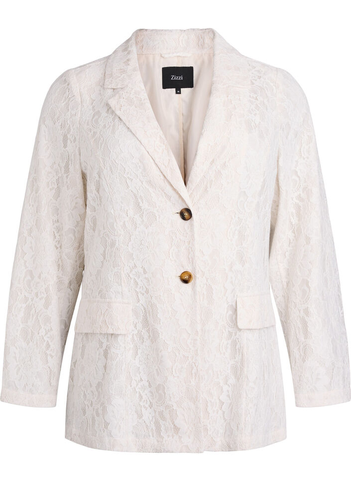Lace blazer with button closure, Vanilla, Packshot image number 0