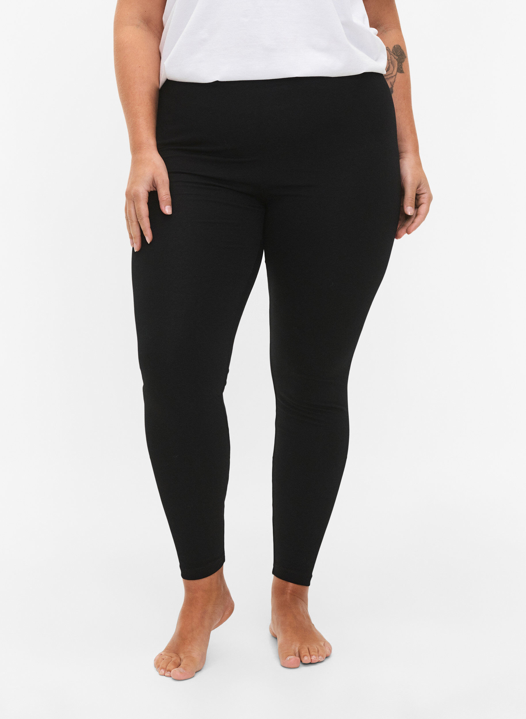 2-pack cotton leggings, Black, Model