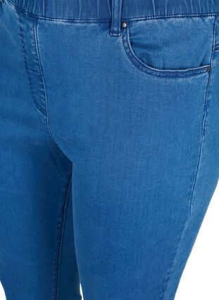 Cropped jeggings with buttons on the leg ends, Blue denim, Packshot image number 2