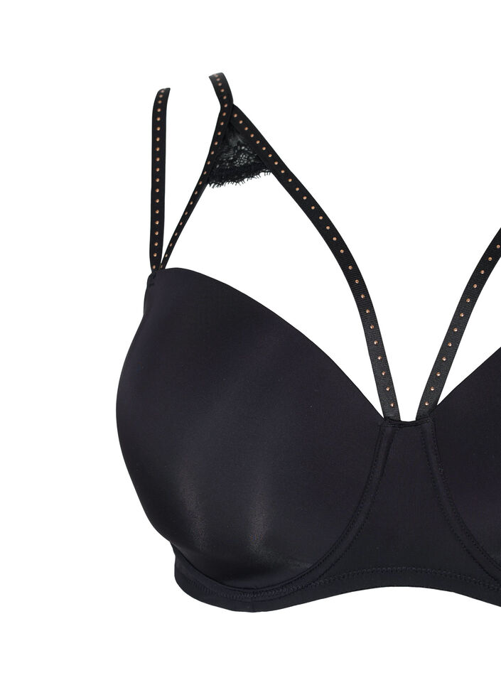 Moulded bra with string details, Black, Packshot image number 2