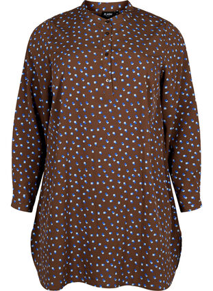 FLASH - Dotted tunic with long sleeves, Chicory Coffee AOP, Packshot image number 0
