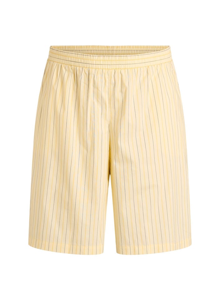 Striped high-waisted shorts with a loose fit, Yellow, Packshot image number 0