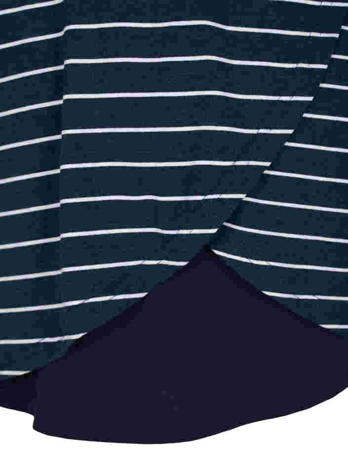 Striped maternity blouse with 3/4 sleeves, Blue Stripe , Packshot image number 3