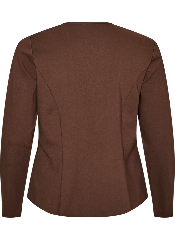 Fitted jersey cardigan with decorative buttons, Brown, Packshot image number 1