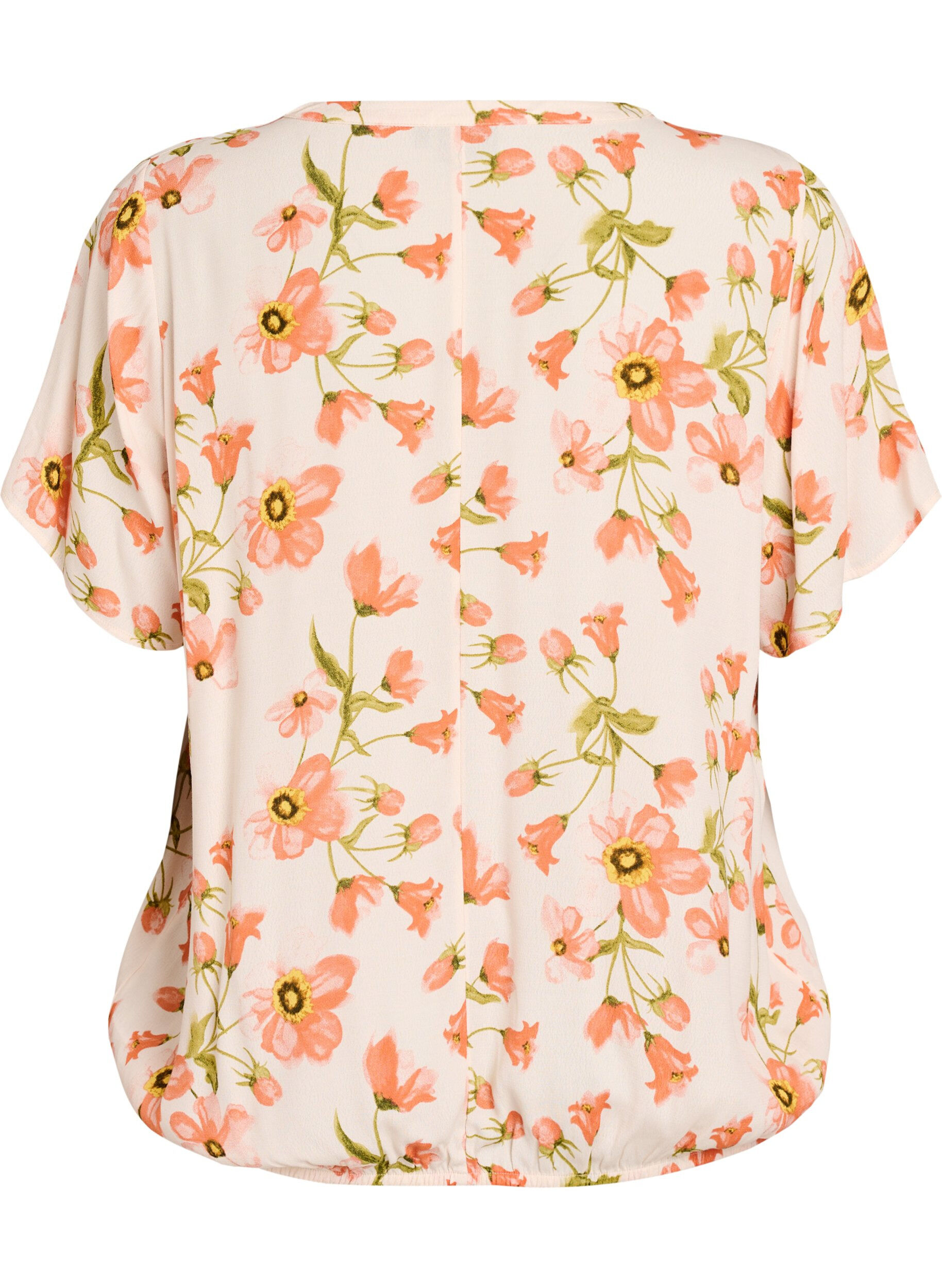 Zizzifashion Viscose blouse with floral print and short sleeves, 9991, Packshot image number 1