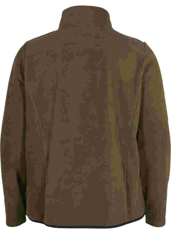 High-neck fleece jacket with pockets, Forest Night, Packshot image number 1