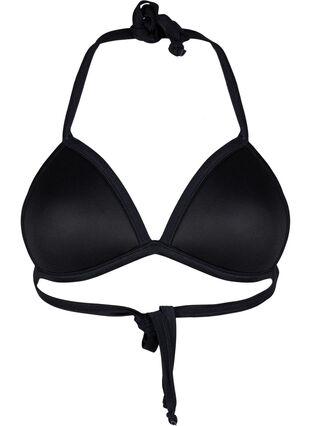 Solid triangle bikini bra, Black, Packshot image number 1