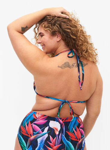 Triangle bikini bra with print, Bright Leaf, Model image number 1