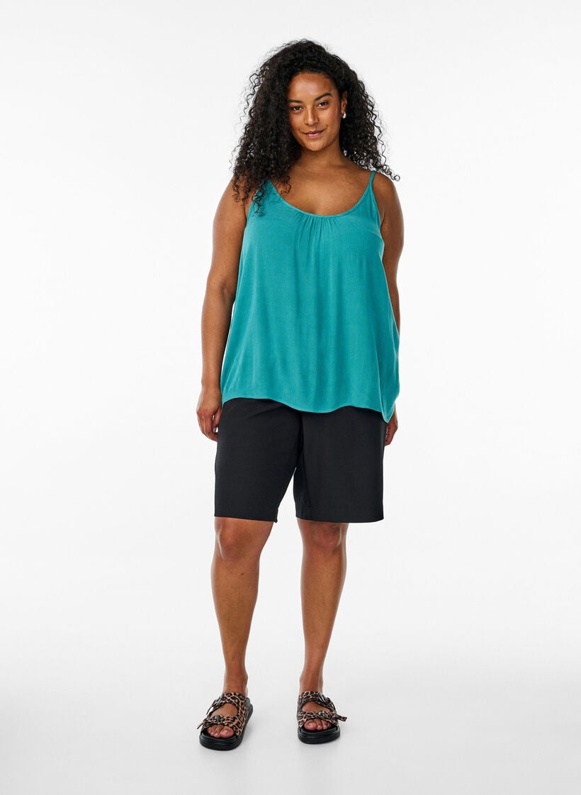 Strap top in viscose, Blue, Model image number 1