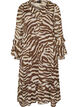 Midi dress with ruffle details and V-neck, Brown, Packshot image number 0