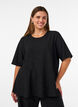 Peplum blouse with glitter stripes, Black, Model image number 0