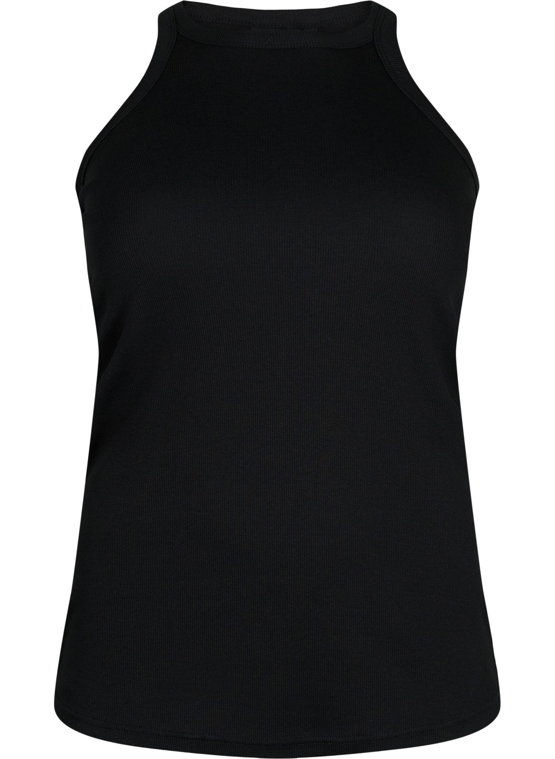 Zizzifashion Ribbed cotton tank top, Black, Packshot image number 0