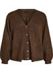 Cardigan with decorative buttons and V-neck, Brown, Packshot image number 0