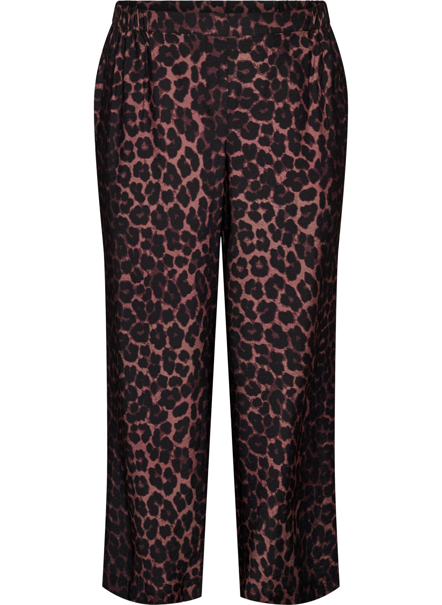ZizzifashionViscose trousers with an elasticated waist and straight legs, Brown, Packshot image number 0