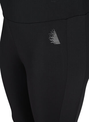 Cropped workout tights with mesh, Black, Packshot image number 2