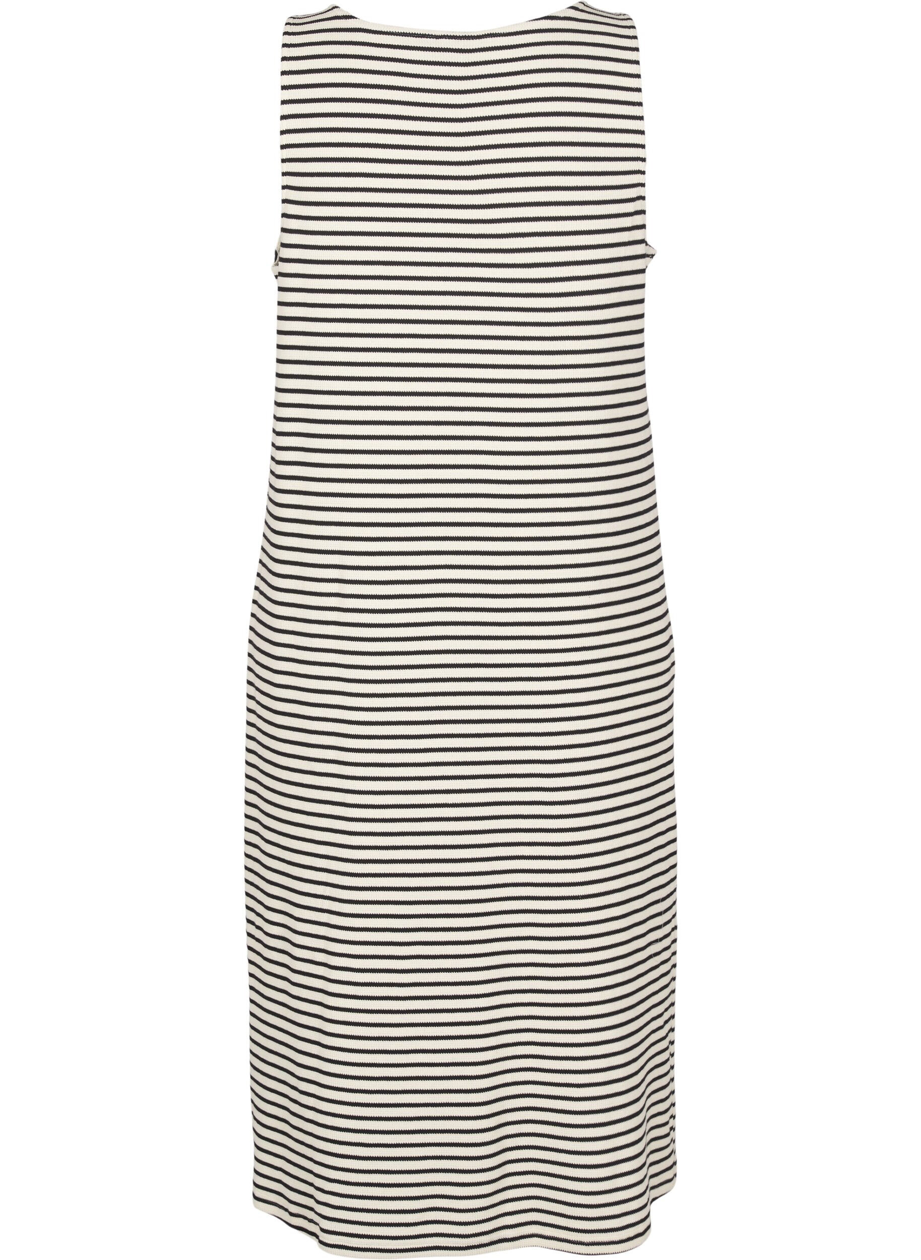 Zizzifashion Striped midi tank dress, White, Packshot image number 1