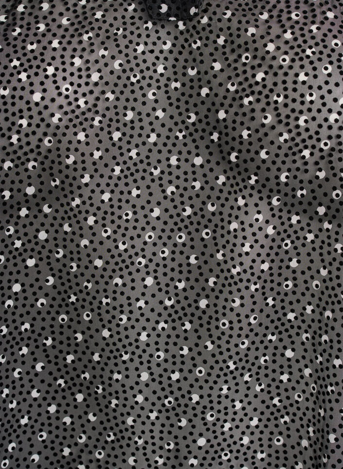 Chiffon tunic with velvet dot pattern, Black, Packshot image number 2