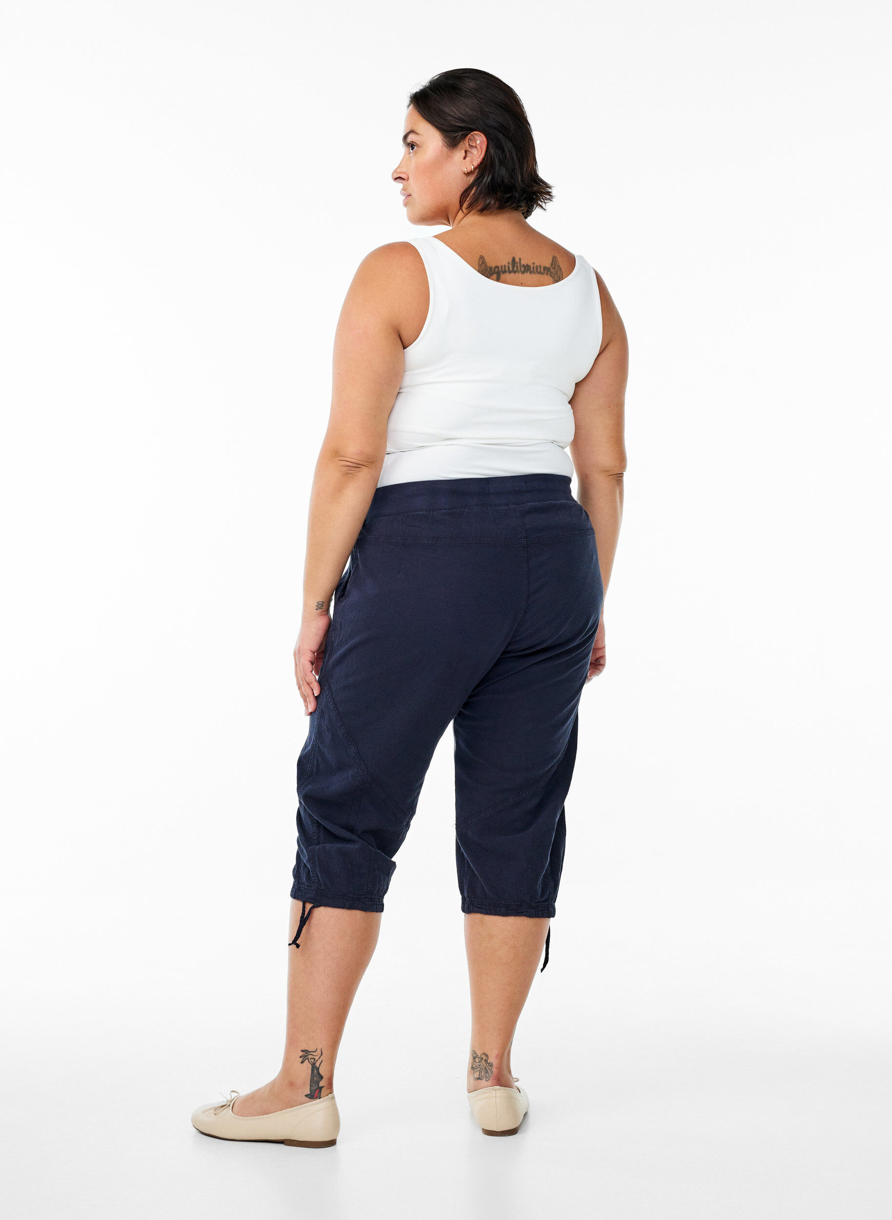 Zizzifashion Cotton Capri trousers, Blue, Model image number 1