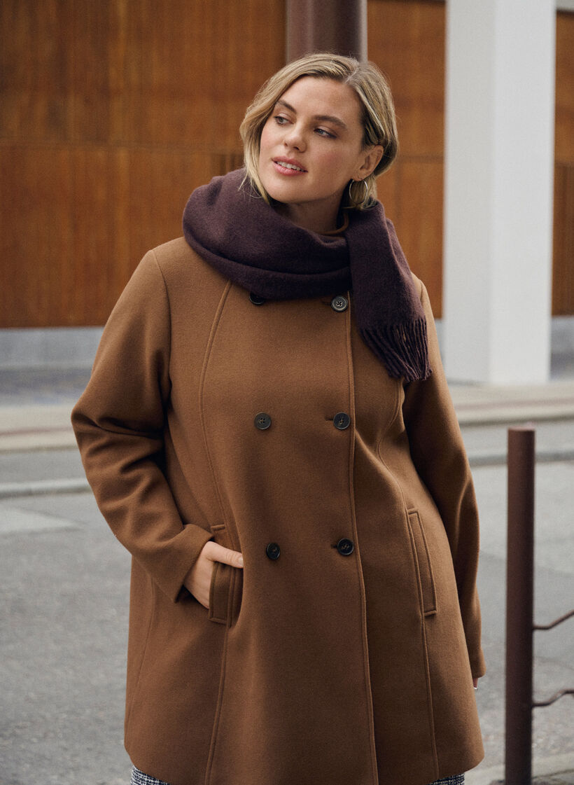 Short coat with A-line shape, Brown, Image image number 0