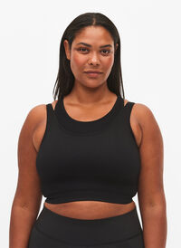 Seamless sports bra with double layer, Black, Model