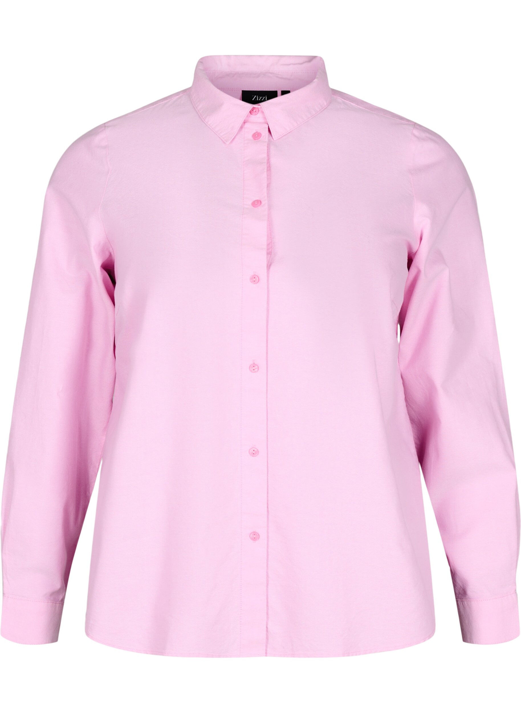 Zizzifashion Long-sleeved cotton shirt, Pink, Packshot image number 0
