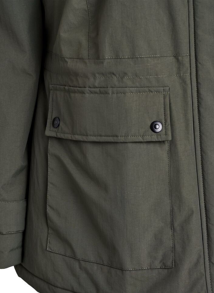 Lightweight padded parka with a teddy-lined hood, Green, Packshot image number 3